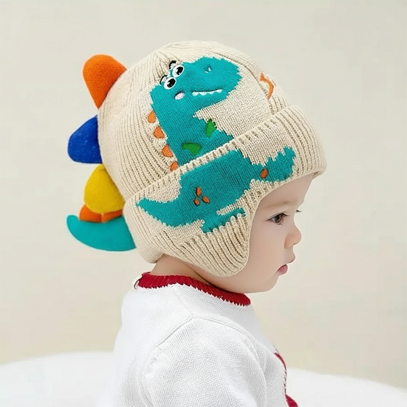 warm hat with ear flaps, hat with ear flaps, dinosaur hat, warm hat, winter hat with ear flaps, thermal hat