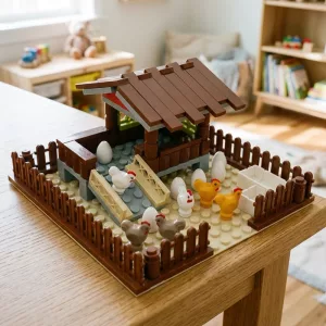 DIY Hønsehus Bondegårdsdyr Byggeklodser til Børn