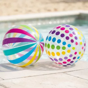 2 stk. oppustelig stribet volleyball farverig strandbold