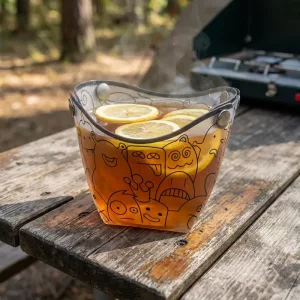 Sammenklappelig udendørs picnic-snap skål og pop-up kop