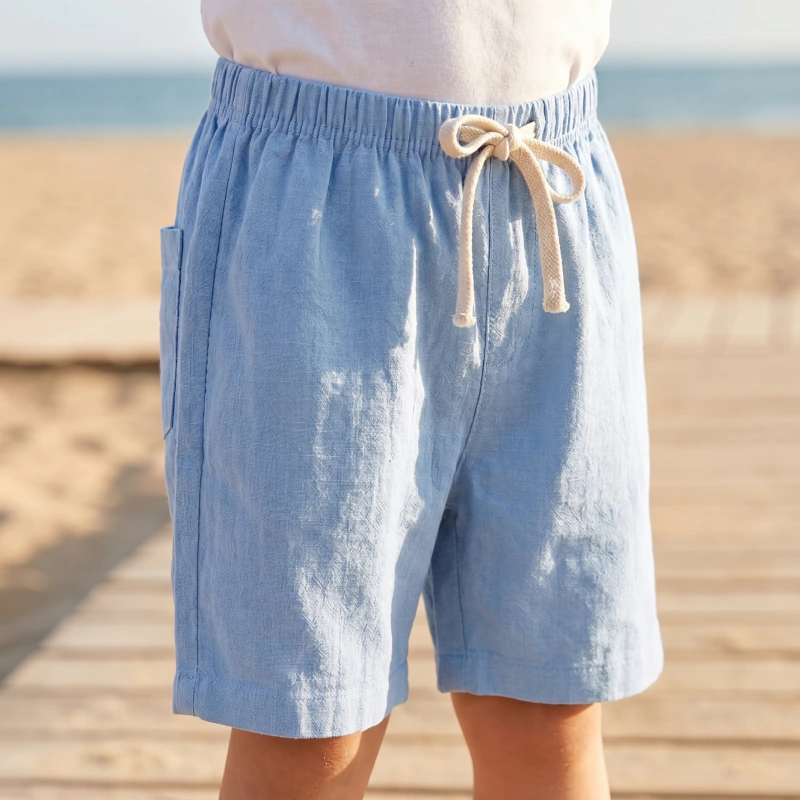 Løse sommer-strandshorts i bomuld med snøre til børn