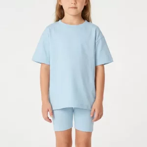 Åndbart sæt til børn med kortærmet T-shirt, leggings og shorts i bomuld