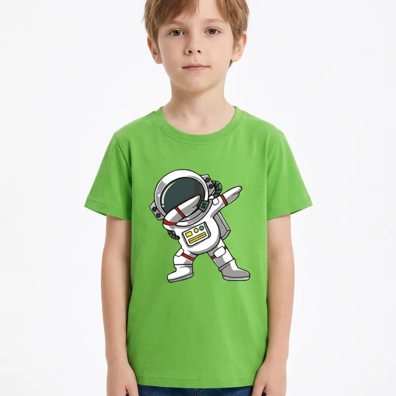 Sød sommer-T-shirt i bomuld med astronaut til børn